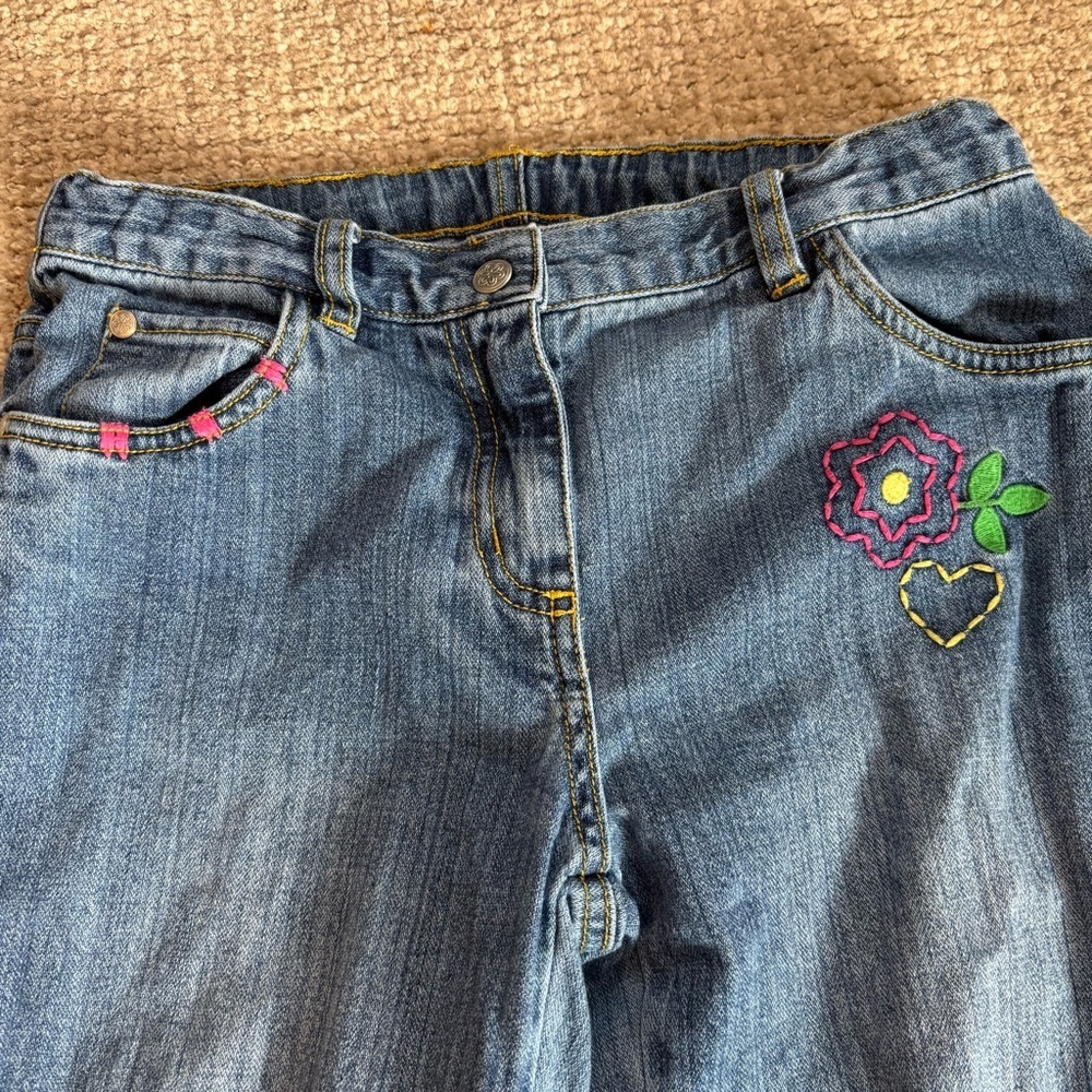 Hanna Andersson Embroidered Girls Jeans - size 140​ - Picture 3 of 10